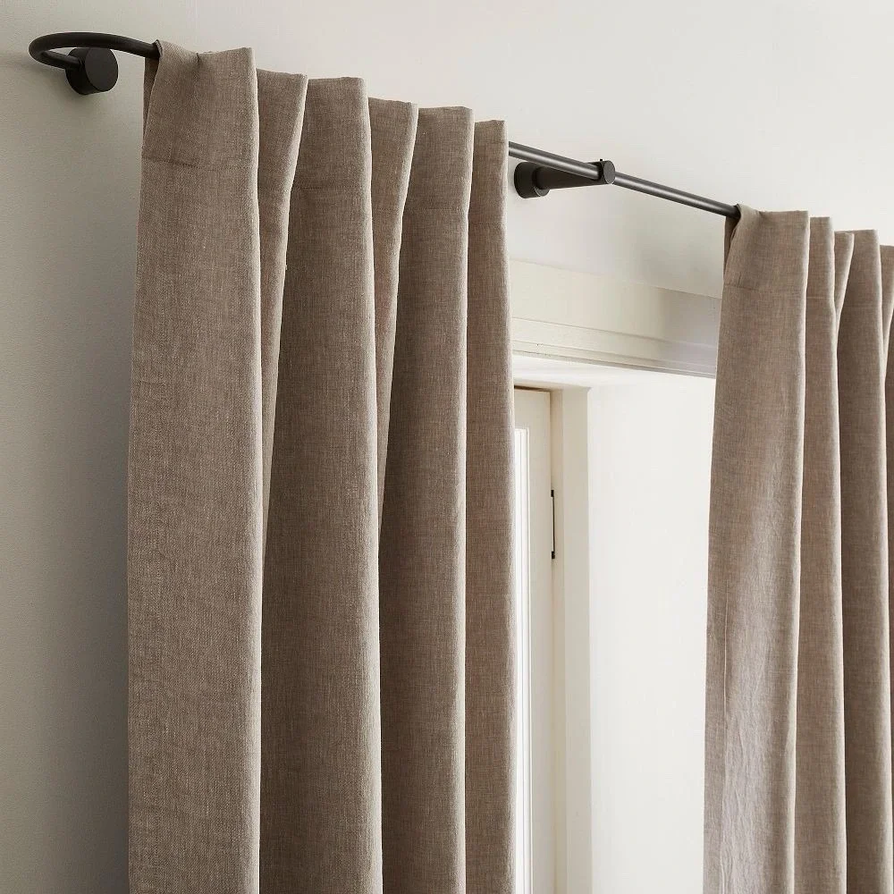 West Elm European Flax Linen Blackout Curtain 48x108 Dark Flax Brown $200 Retail